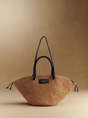 Sezane Justin Basket Bag — Deep natural navy raffia